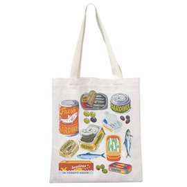 MEIKIUP Tinned Fish Sardine Fish Tote Bag Fish Women Gift Seafood Lover Gift Coastal Grandma Gift Italian Food Lover Gifts (Tinned Fish TB)