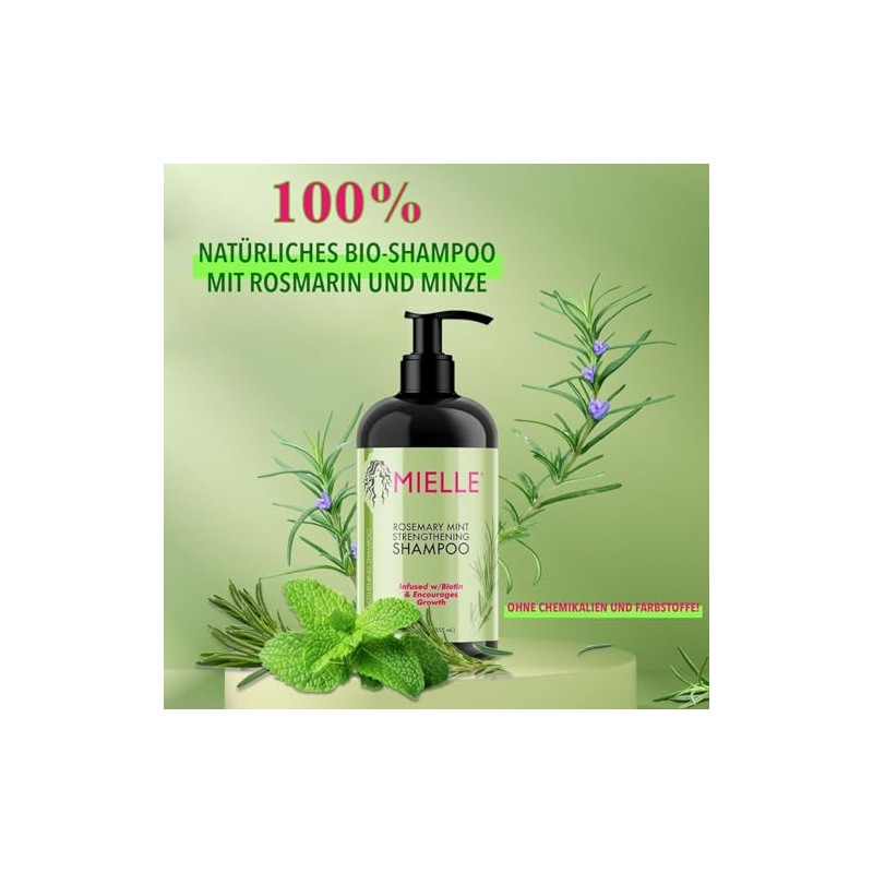 P-Beauty Rosmarin Minze Shampoo, mit Biotin 355ml - stärkendes Haarshampoo