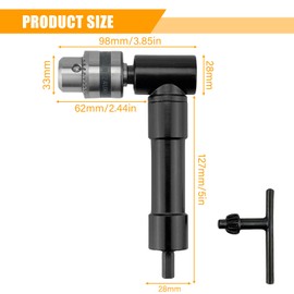 Angle Drill Attachment, Clamping Range 0.8-10 mm, Angle Drill Attachment, 90 Degree Drill Chuck, Angle Drill Adapter, Angle Attachment for Cordless Screwdriver