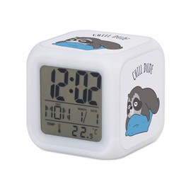 Fabulous Chill Dude Alarm Clock Cube Illuminated White - Chill Dude Sloth Kids Sleep - 7.8 x 7.8 x 7.8 cm - Retro Lighting Multicoloured LED