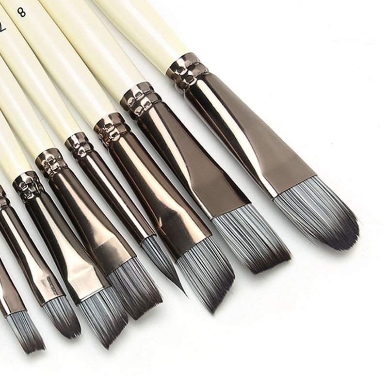 10pcs Nylon Hair Gouache Artist Paint Brush Portable Oil Painting