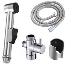 Amazleer Bidet Hand Shower for Sink, Toilet Pop Shower, Bidet Hand Shower with Shower Hose 150 cm, 1/2 Water Distributor, Wall Mount for Toilet, Hand Sprayer with Tap Switching Valve, Polished