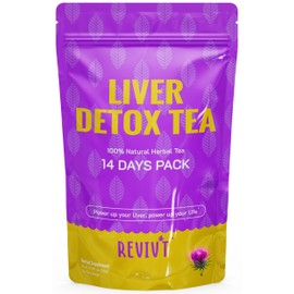 REVIVT Liver Detox Tea - Natural Liver Cleanse & Digestive Support, Herbal Blends with Milk Thistle, Artichoke, Liquorice, Caffeine Free, 14 Day Supply