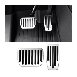 HZEL Car Foot Pedal Pads Set, 2PCS Aluminum Vehicle Accelerator Pedal Covers, Non Slip Performance Automotive Brake Foot Rest Pedal Extenders Replacement Compatible with Model 3 Model Y(Silver)
