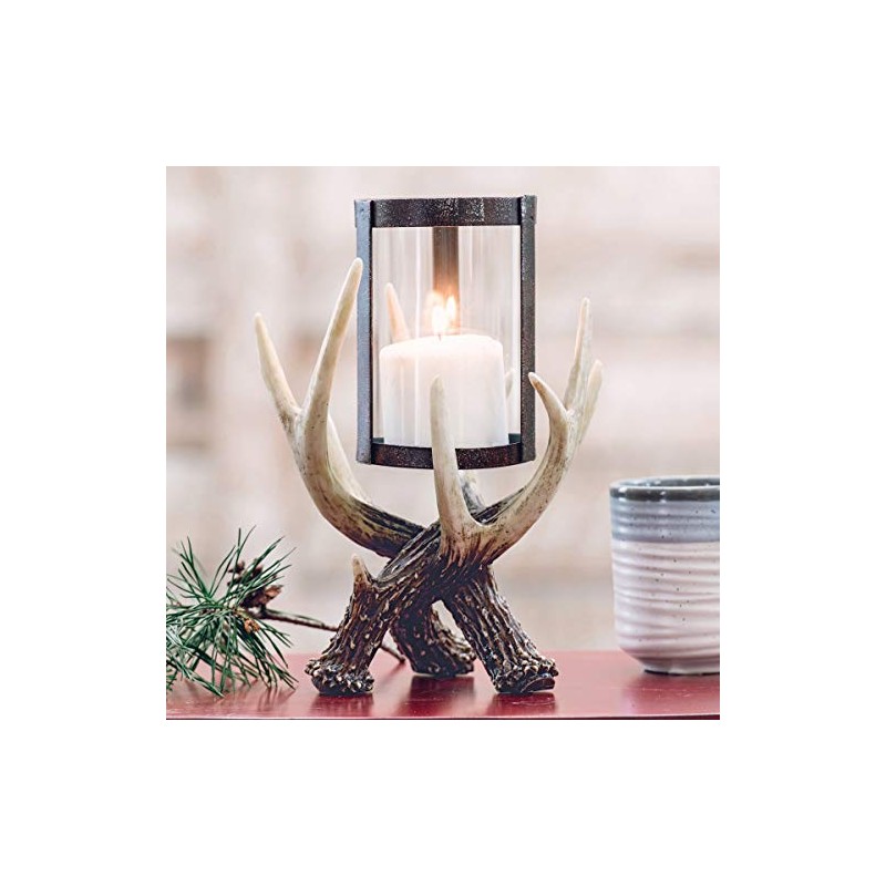 BLACK FOREST DECOR Antler Hurricane Candle Holder