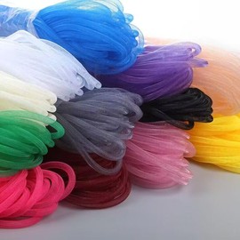 YYCRAFT 25 Yards Solid Mesh Tube Deco Flex for Wreaths Cyberlox CRIN Crafts 8mm 3/8 Inch(NO FOIL),White