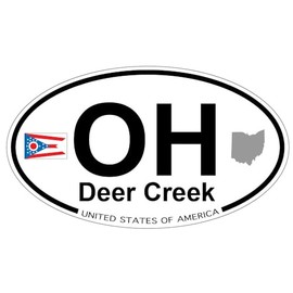 US Decal, Inc. Deer Creek, Ohio Oval Sticker with State Flag