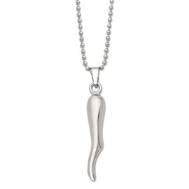 FB JEWELS Solid Stainless Steel Italian Horn Necklace