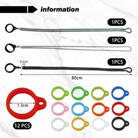 3 Metallhangketten, 12 Silikongummi-Ringe, Kreativer Universeller Lanyard, Einfacher Und Klassischer, Multifunktions Anti-Verlust-Lanyard.