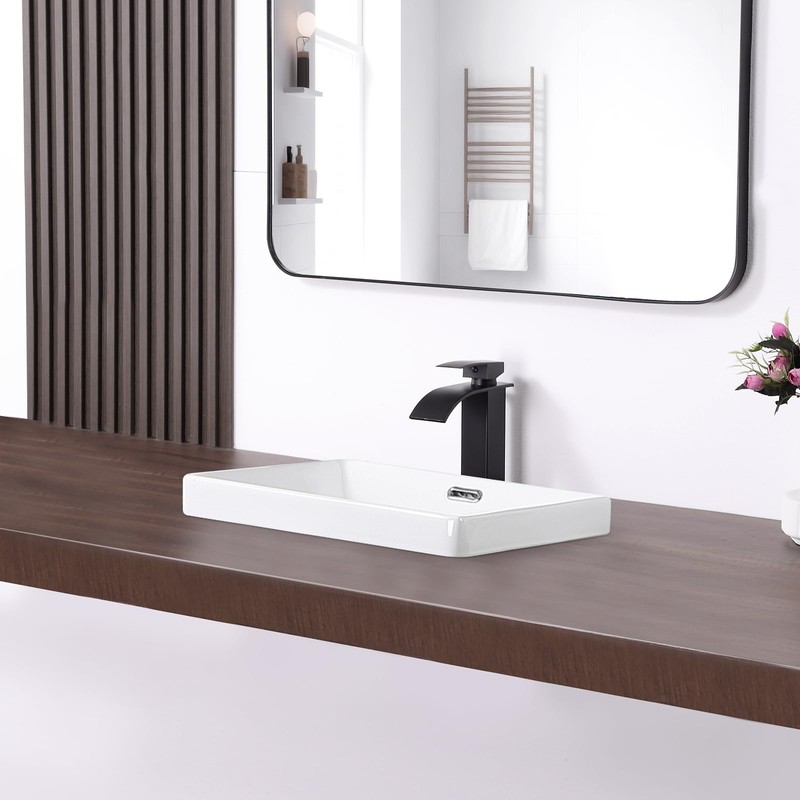 KARAMAG Small Bathroom Vessel Sink 16.7'' x 12.6'' Semi Recessed