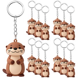 Sureio 48 Pcs 3D Silicone Otter Keychain Bulk Otter Stuff Purse Car Accessories Charm for Animal Lovers Birthday Baby Shower Party Favors