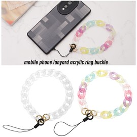 eMagTech 2PCS Phone Charm Acrylic Anti-Lost Phone Chain Lanyard Hand Wrist Strap Hanging Strap Bracelet for Keychains Wallet Handbag Decoration 24cm (Colourful & White)