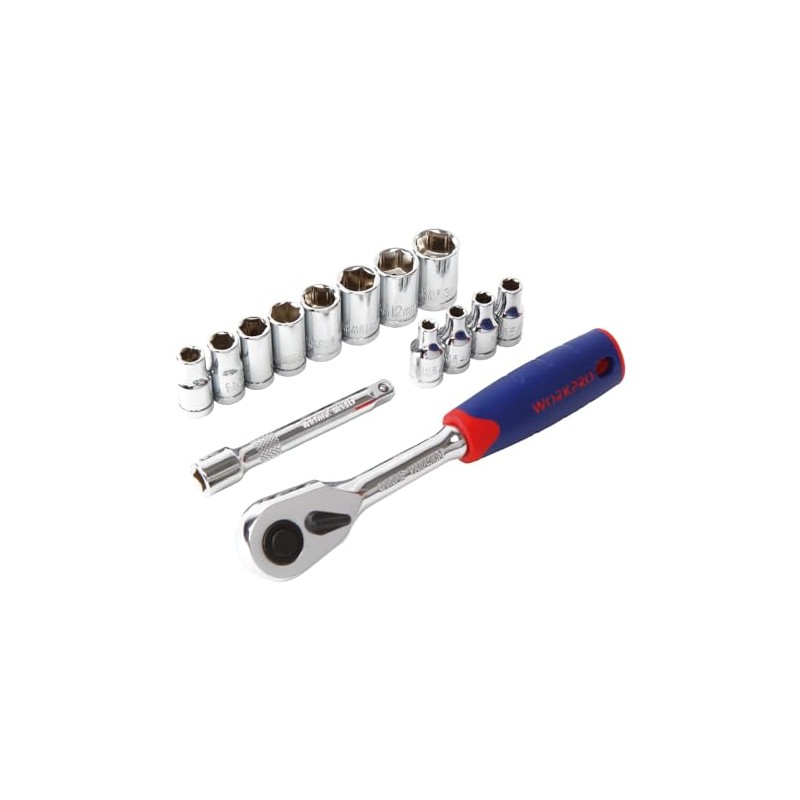 WORKPRO WP202556 1/4DR Socket Wrench Set, 14-Piece Set, 0.1 -