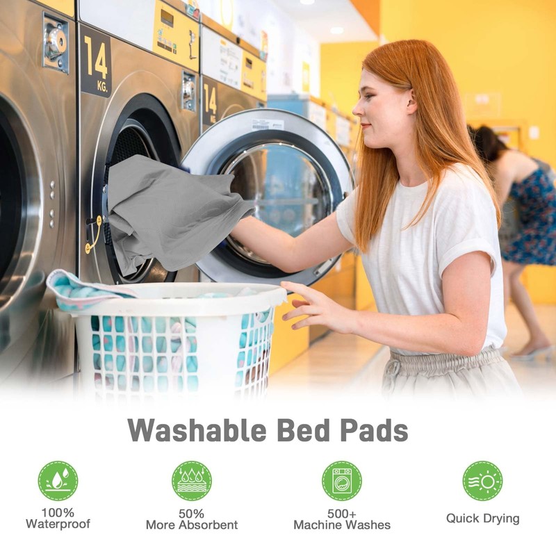 Bed Pads Washable Waterproof for Incontinence Adults, Reusable Wetting Pad