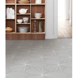 FloorPops 9" x 10.4" Vers Peel & Stick Hexagon Vinyl Floor Tiles (10 Tiles), (4.5 sqft/Carton), Gray