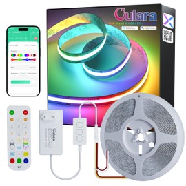 OULARA RGB Smart IC COB LED Strip Addressable 10 m, 24 V Colour Flowing Strip with Music Mode, Multicoloured Flexible LED Strip Set with WiFi Controller with Alexa and Power Supply for Party
