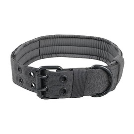 EXCELLENT ELITE SPANKER Collar de Perro táctico de Nylon Collar de Perro Militar de Entrenamiento Ajustable con Hebilla Doble Pin(Gris-L)
