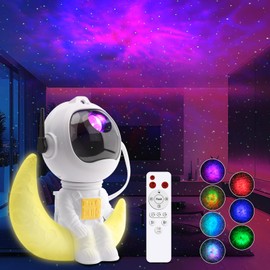 LED Astronaut Starry Sky Projector - Galaxy Projector with Moon Lamp, Remote Control & Timer, 360° Rotation Bedroom Starlight Projector Gift for Children and Adults (K960)