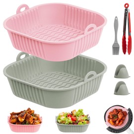 GALASALA Silicona para Freidora de Aire, Accesorios para Freidora de Aire de 6 piezas que Incluye Dos Air Fryer Silicon y Brocha de Aceite, Guantes, Pinzas, Moldes para Freidora de Aire