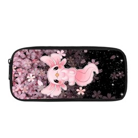 HELLHERO Cute Axolotl Pencil Bag Cherry Blossom Pencil Case for Kids Girls Boys School Pen Cases Holder Stationery Organizer Marker Cases Women Cosmetic Bags Coin Purse