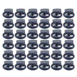 30pcs Metal Cord Lock End Toggle Double Hole Spring Stopper Fastener Slider Toggles End for Drawstrings Shoelaces Backpack Bags Dark Blue