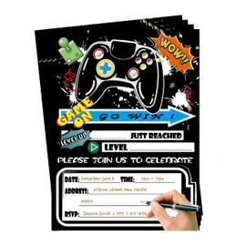 32 Game Party Invitation Cards,Birthday Invitation Cards,Uniquely Designed Birthday Card for Children,Men, Women and Kids(Game controller pattern B)