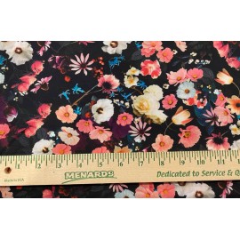 Premium Cotton Fabric Wonderous Winter Pink Purple Floral Black sold by 1/2 yard