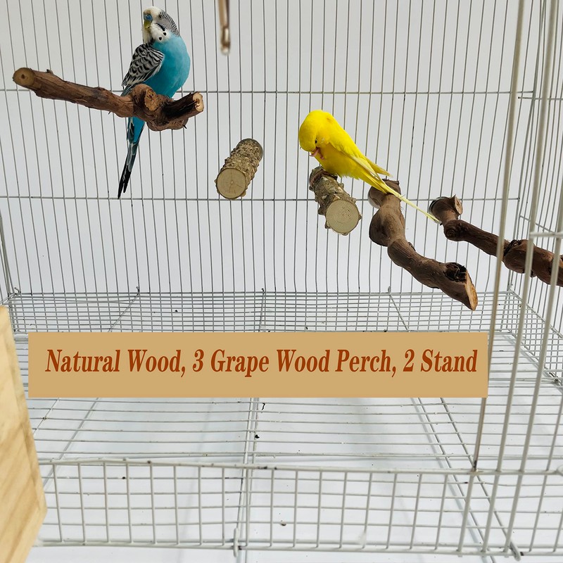 5PCS Bird Perch Stand Natural Wooden Parrot Stand Branch,3 Grape