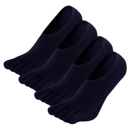 Hellomamma Toe Socks for Men No Show Running Five Finger Socks Invisible Low Cut Boat Loafer Socks Navy Blue 10-13