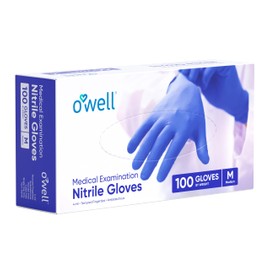OWELL® Blue Medical Exam Nitrile Gloves Medium – 100 Count | 4mil Blue Disposable Gloves | Powder-Free, Latex-Free | Chemo Rated, Chemical Resistant | Medical, Dental, Lab, First Aid & EMS