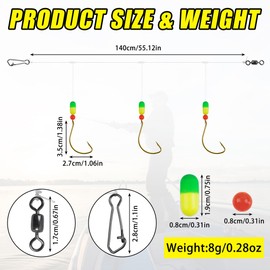 Saltwater Fishing Gear Pompano Rigs for Surf Fishing, 6 Packs Pre-Rigged Triple Drops Pompano Rig with Floats Hooks Offshore Surf Fishing Rigs (Yellow Green-6 Packs)