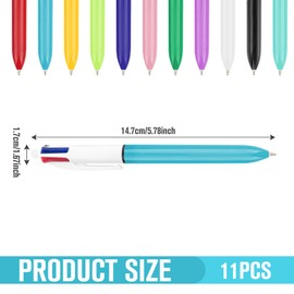 Zovator 4-in-1 Retractable Ballpoint Multicoloured Pens, 11Pcs Multicolor Ballpoint Pens 1.0 mm Multi Colour Pen 4-Color Retractable Ball Pen for Office School Supplies Students Children Gift