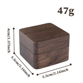 FuninCrea Vintage Wooden Ring Box, Square Ring Box, Engagement Ring, Wedding Box, Wooden Box for Wedding Rings, Small Box for Rings, Elegant and Retro