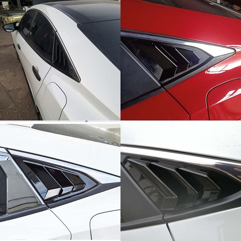 Black Racing Style Rear Side Window Louvers Air Vent Scoop