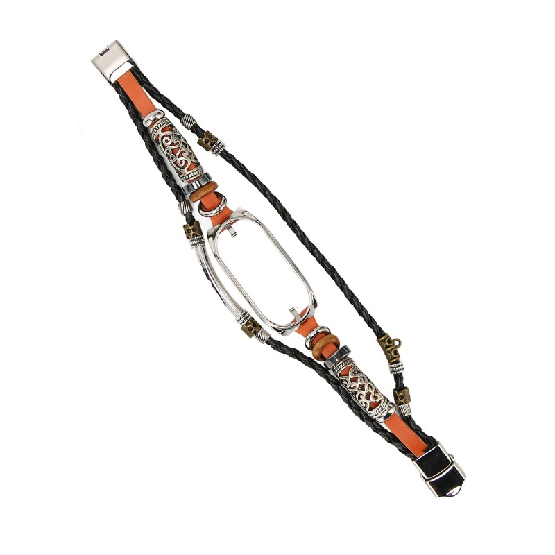 for Xiaomi Mi Band 7 Leather Strap Metal Snap Retro