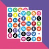 PAPERZIP - Social Media Logos – 48 Stickers for Business,