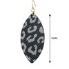 Women's Faux Leather Textured Pattern Elongated Oval Dangle Pierced Earrings,