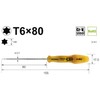 Vessel Power Grip Torx Screwdriver T6 x 80 B-5400TX