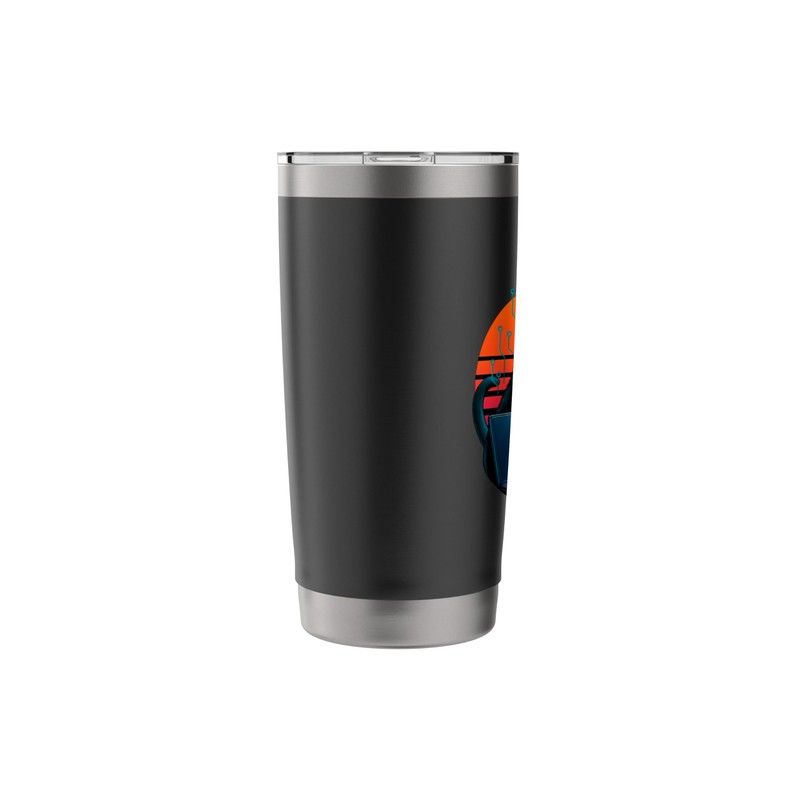 Retro Cat With Security Network Skills Cybersecurity Analyst Stainless Steel