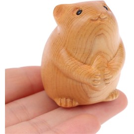 Ymhapp Cute Wooden Small Mouse Ornament Home Decor Retro Mini Crafted Small Mouse Figurines Wooden Sculptures Carving Carving Ornament, Home Decorative Accessories