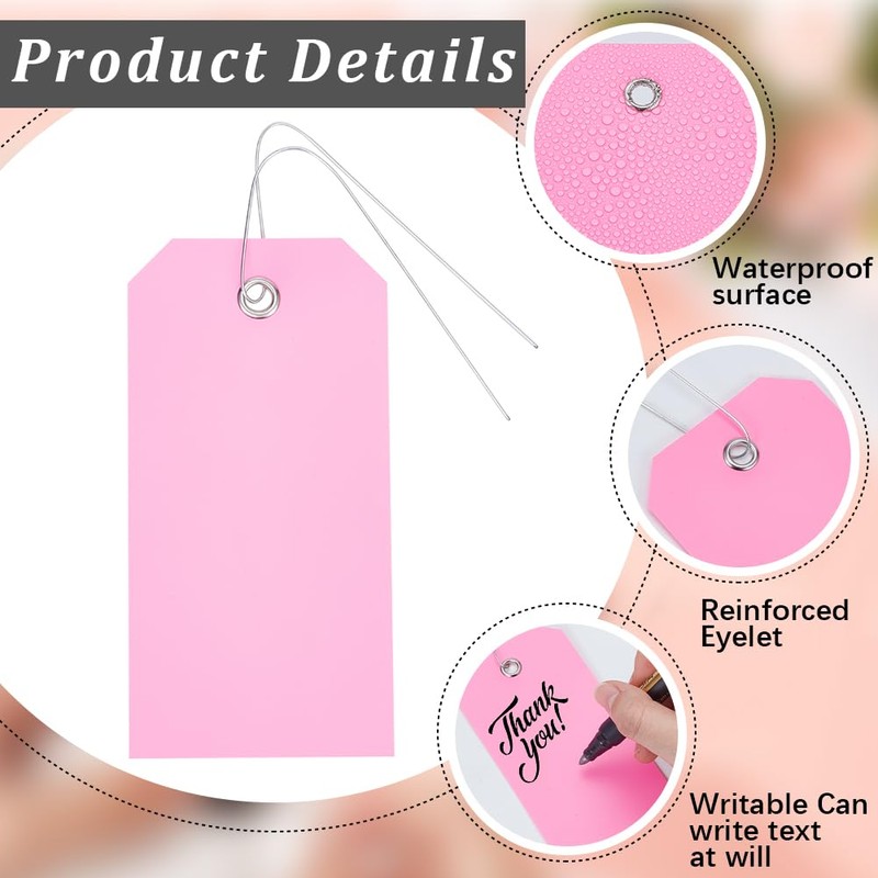SOFPLATE Pack of 100 Pink Waterproof Labels Blank Shipping Labels