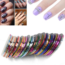 Nail Art Striping Tape Line Decoration Pack of 10 Rolls + 100 Lint Free Nail Wipes