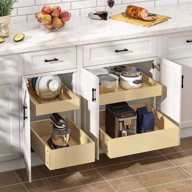 WelFurGeer Soft Close Pull Out Drawers for Cabinets, 14" W