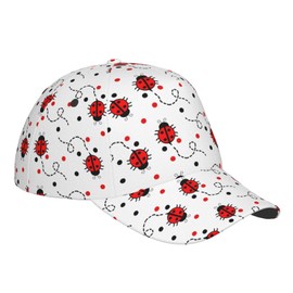 OTIQTI ART Ladybug Fly Pattern Baseball Cap with Adjuster Strap for Men & Women Dad Hat for Trucker Cycling Golf Sports Running