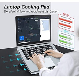 ICE COOREL Almohadilla de enfriamiento de aluminio para laptop, soporte enfriador para laptop con 7 alturas ajustables, almohadilla de enfriamiento pa