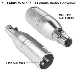 QIANRENON XLR to Mini XLR Audio Adapter 3 Pin XLR Male to 3 Pin Mini XLR Female Balanced Headphone Microphone Connector XLR to Mini XLR Converter Plug for Camera Camcorder Speaker