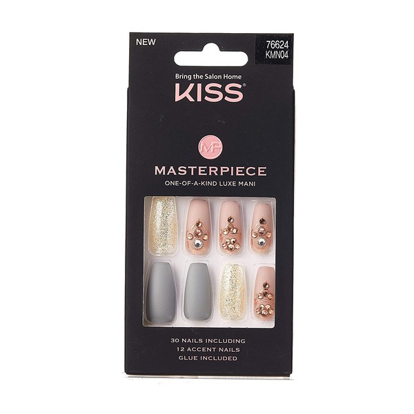 Kiss Masterpiece One-Of-A-Kind Luxe Mani Nails w/Glue (KMN04)
