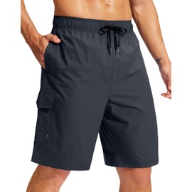 Men's Swim Trunks No Liner 9" Board Shorts Quick Dry Bathing Suit Swimming Beach Shorts for Men with 3 Pockets(Dark Grey,XXXL)