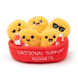 WHAT DO YOU MEME? Emotional Support Chicken Nuggets by Relatable, Cuddly Plush Toys and Stuffed Animals, Includes 5 Plushies with Basket, Funny or Cute Holiday Stocking Stuffer