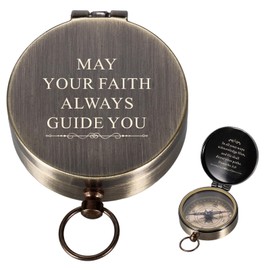 Engraved Compass Christian Gifts for Men Boys Catholic Baptism Confirmation